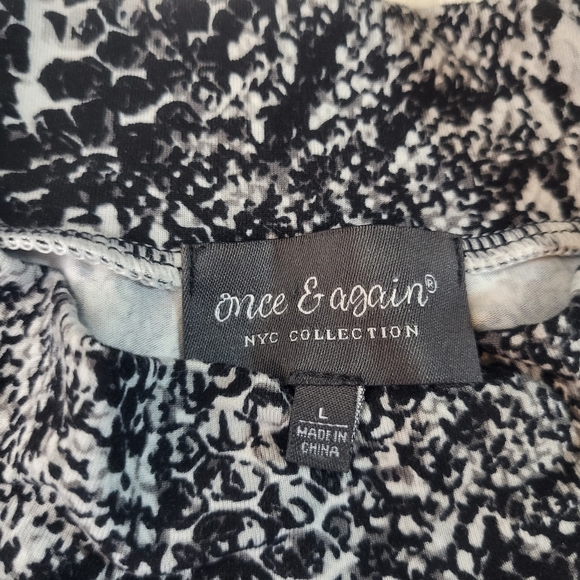 Once & Again NYC Collection Women's Blouse, Black & White, Large - Picture 3 of 7